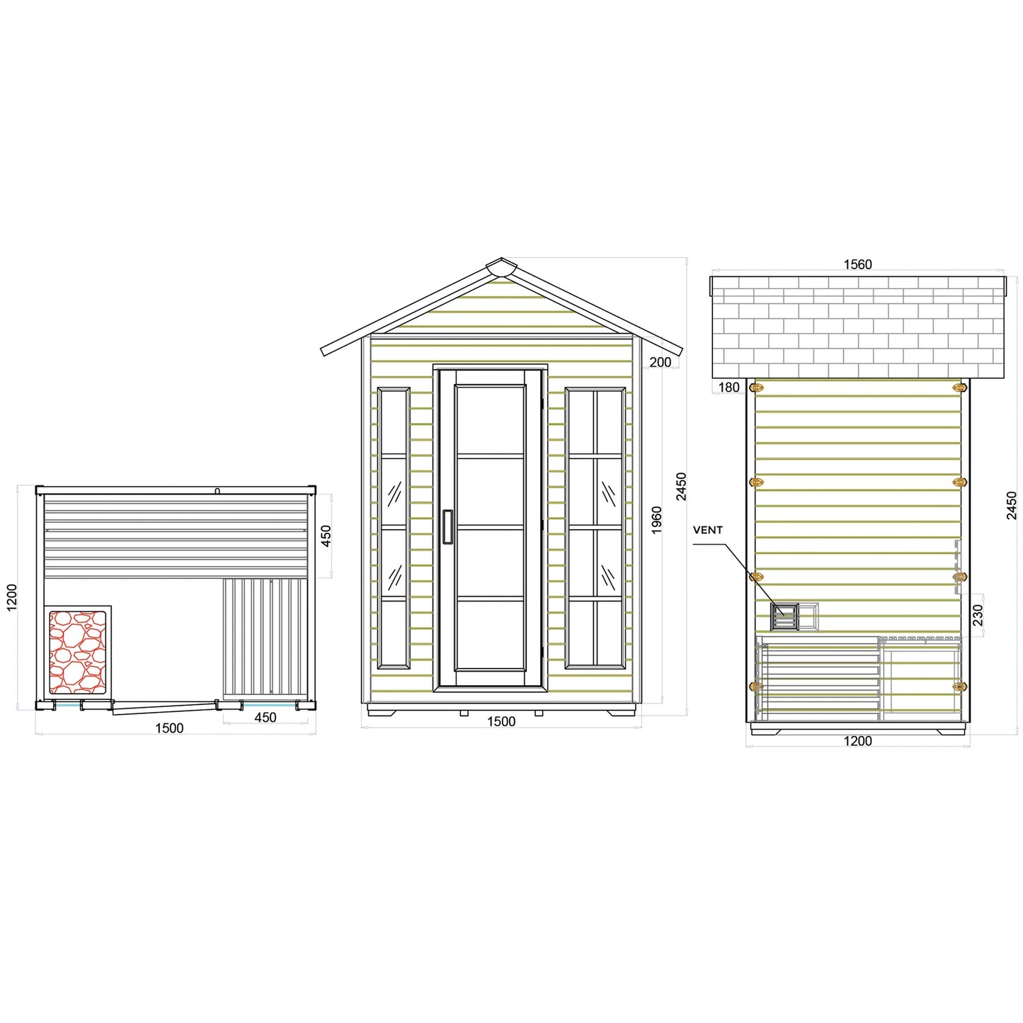 CenturaHeat 3 Person Outdoor Steam Sauna
